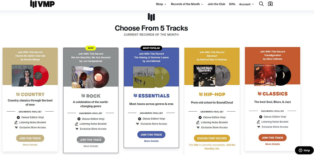 Forced to wrong size: 1028x507, natural is 1800x888! Vinyl Me Please Track Selection Screenshot