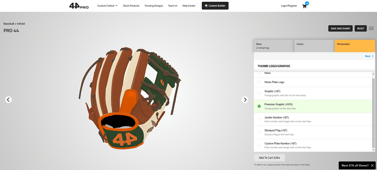 44-Pro-Baseball--Personalized-Glove-Customizer 44 Pro Glove Personalization Customizer