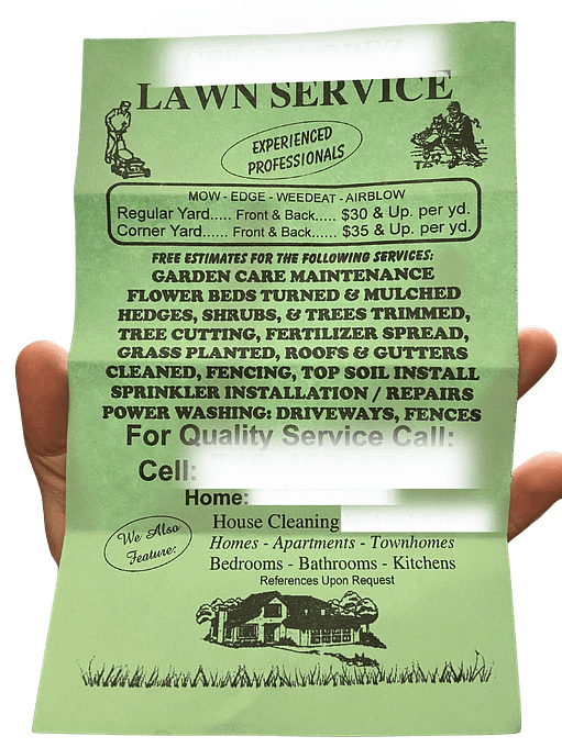 Forced to wrong size: 511x681, natural is 1080x1440! Lawn Service Flyer Example