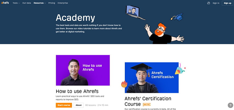 Forced to wrong size: 791x374, natural is 1848x874! AHREFs Academy - Customer Training Example