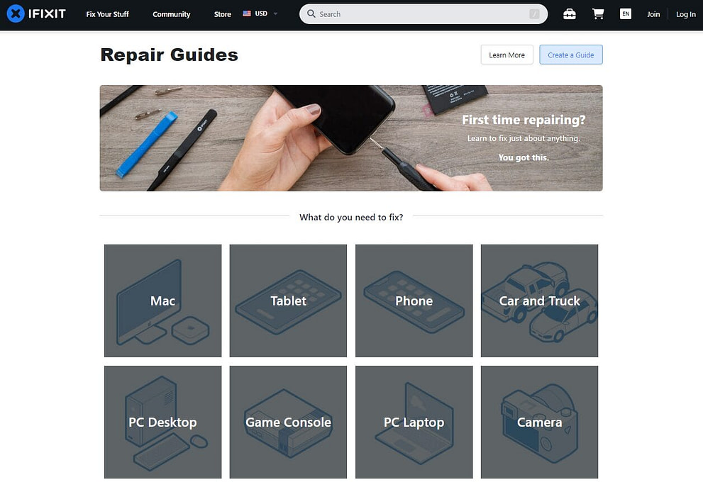 iFixIt-Content-Hub-Screenshot IFIXIT Content Hub Example (Screenshot)